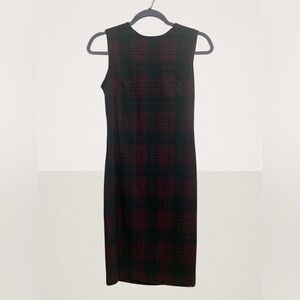 Calvin Klein Black and Red Checkered Midi Dress